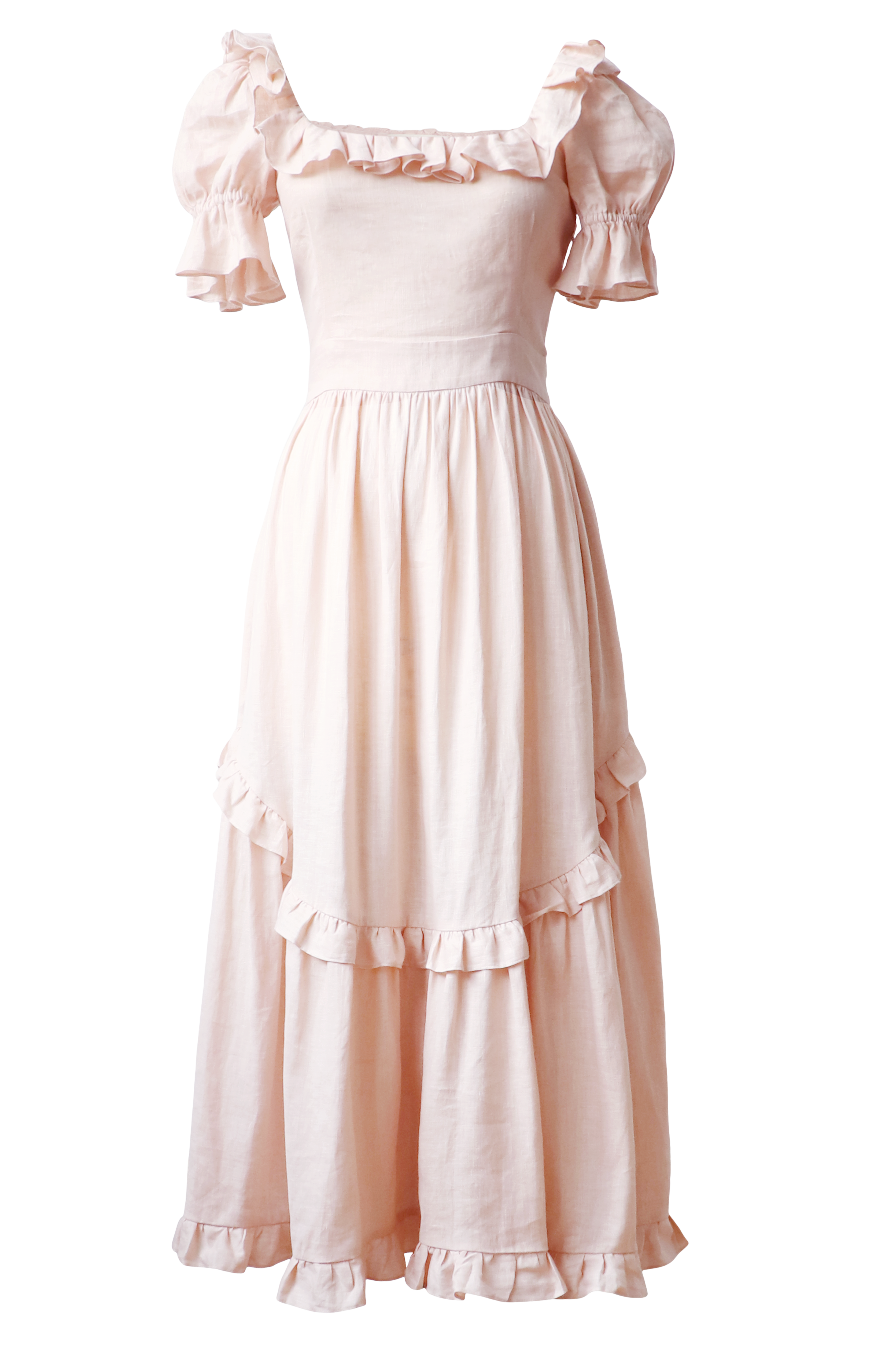 Adeline Dress in Ballet Blush Linen