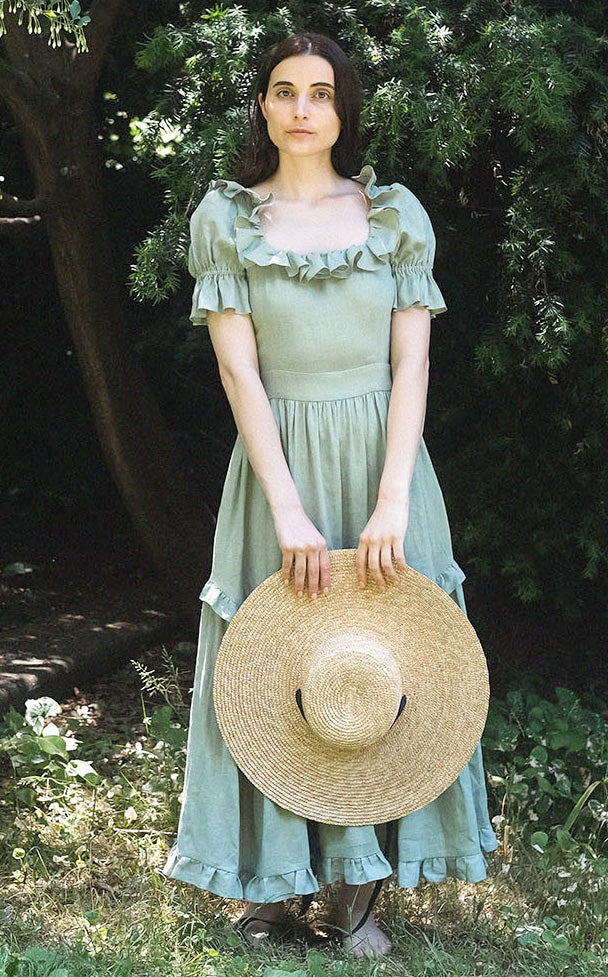 Adeline Dress in Sage Linen