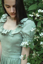 Adeline Dress in Sage Linen