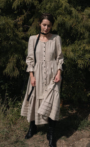 Lennox Dress in Wheat Linen