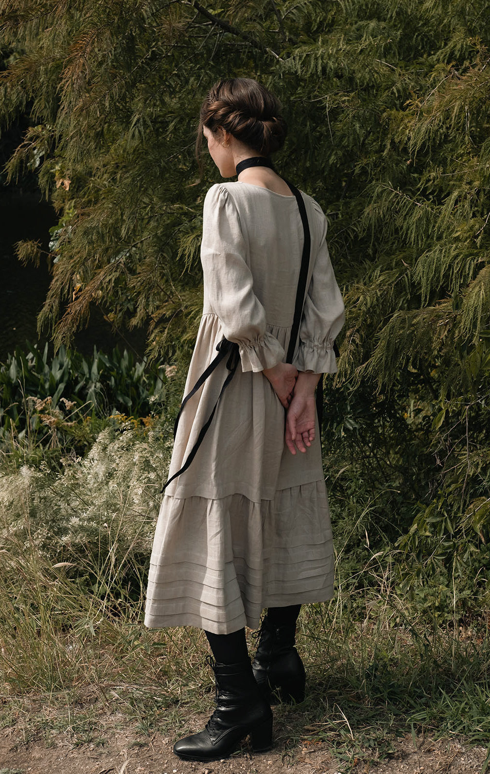 Lennox Dress in Wheat Linen