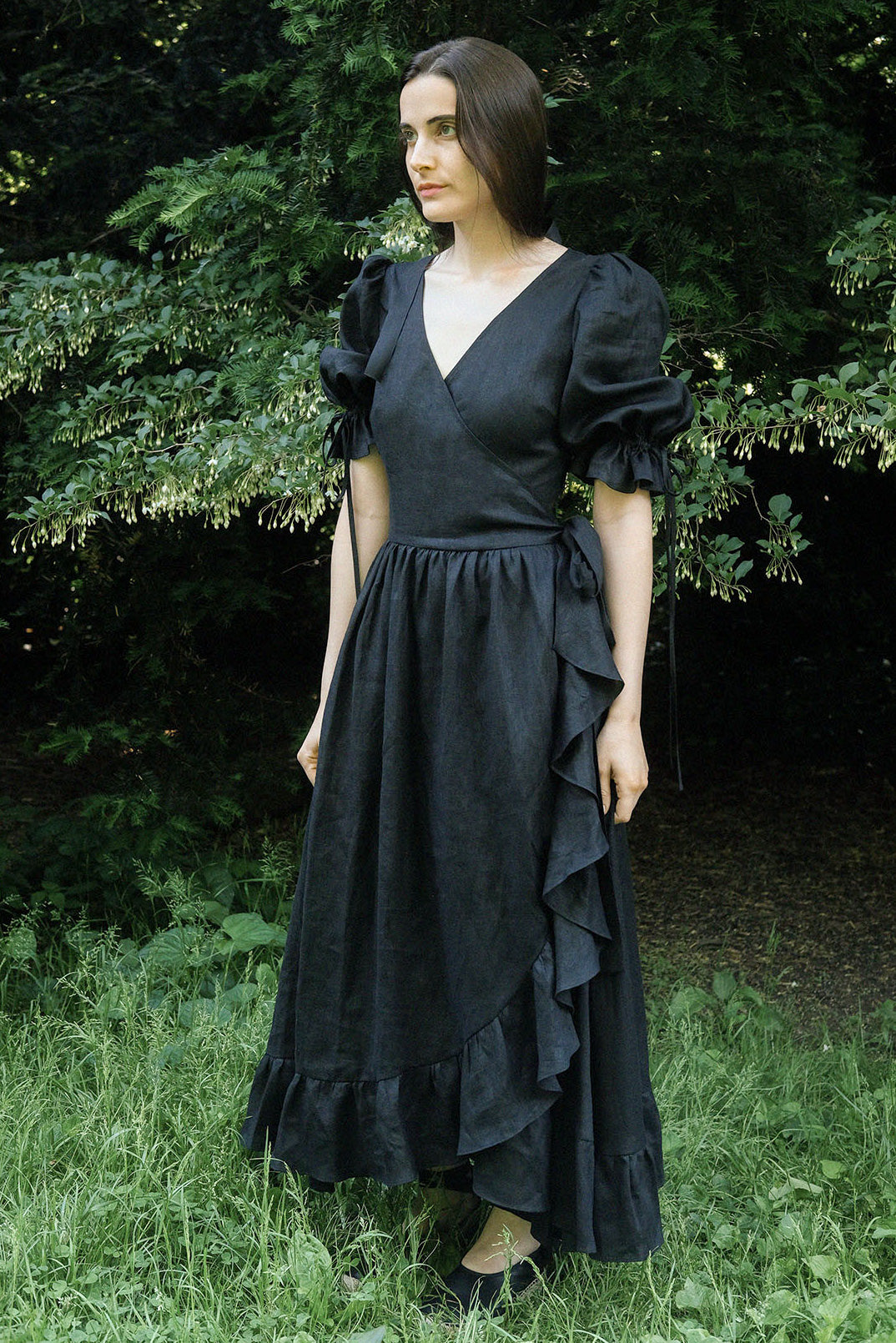 Lillian Dress in Black Linen