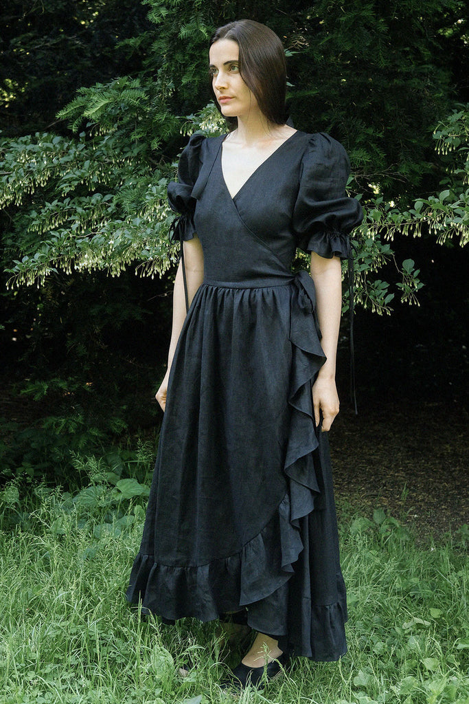 Lillian Dress in Black Linen