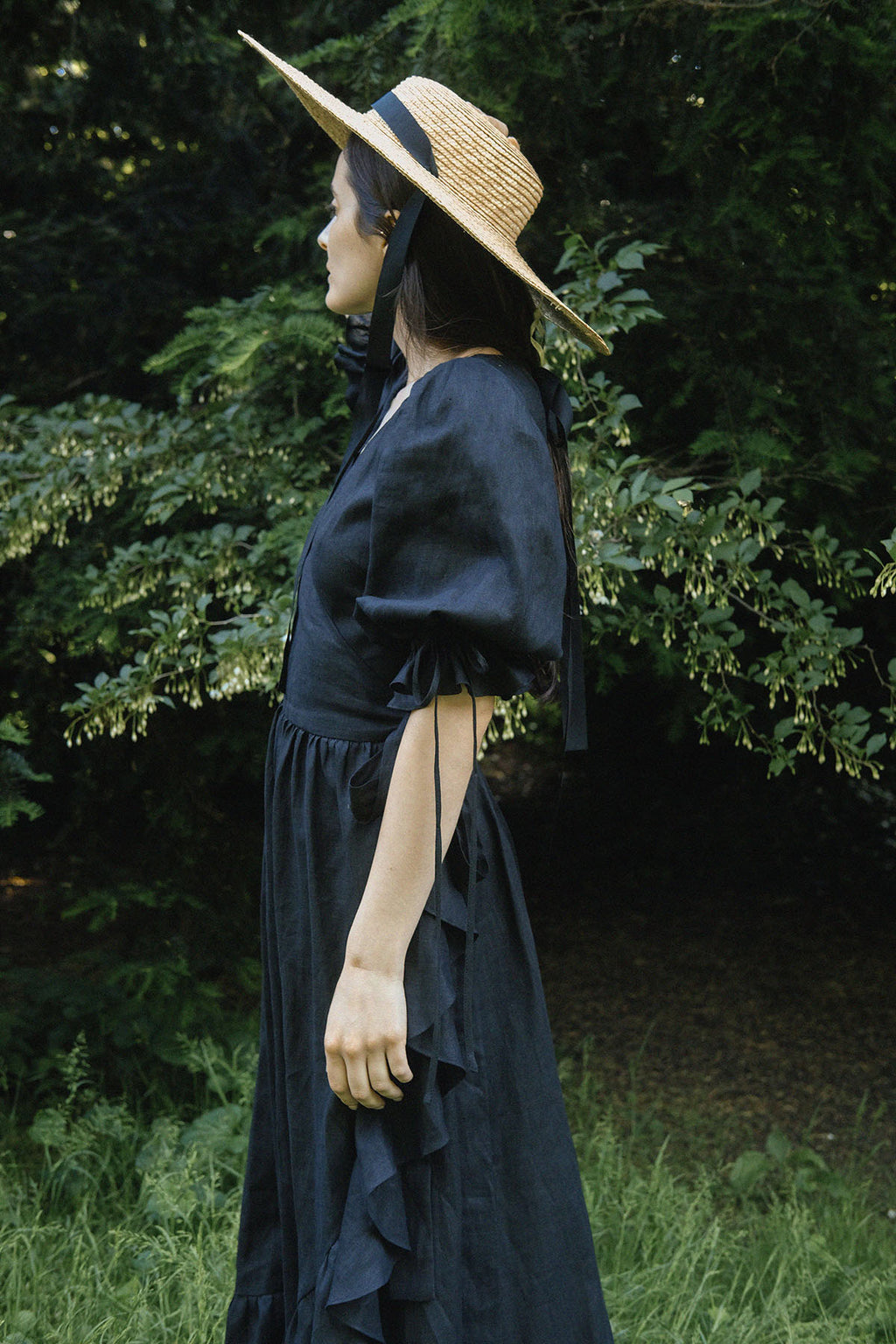Lillian Dress in Black Linen