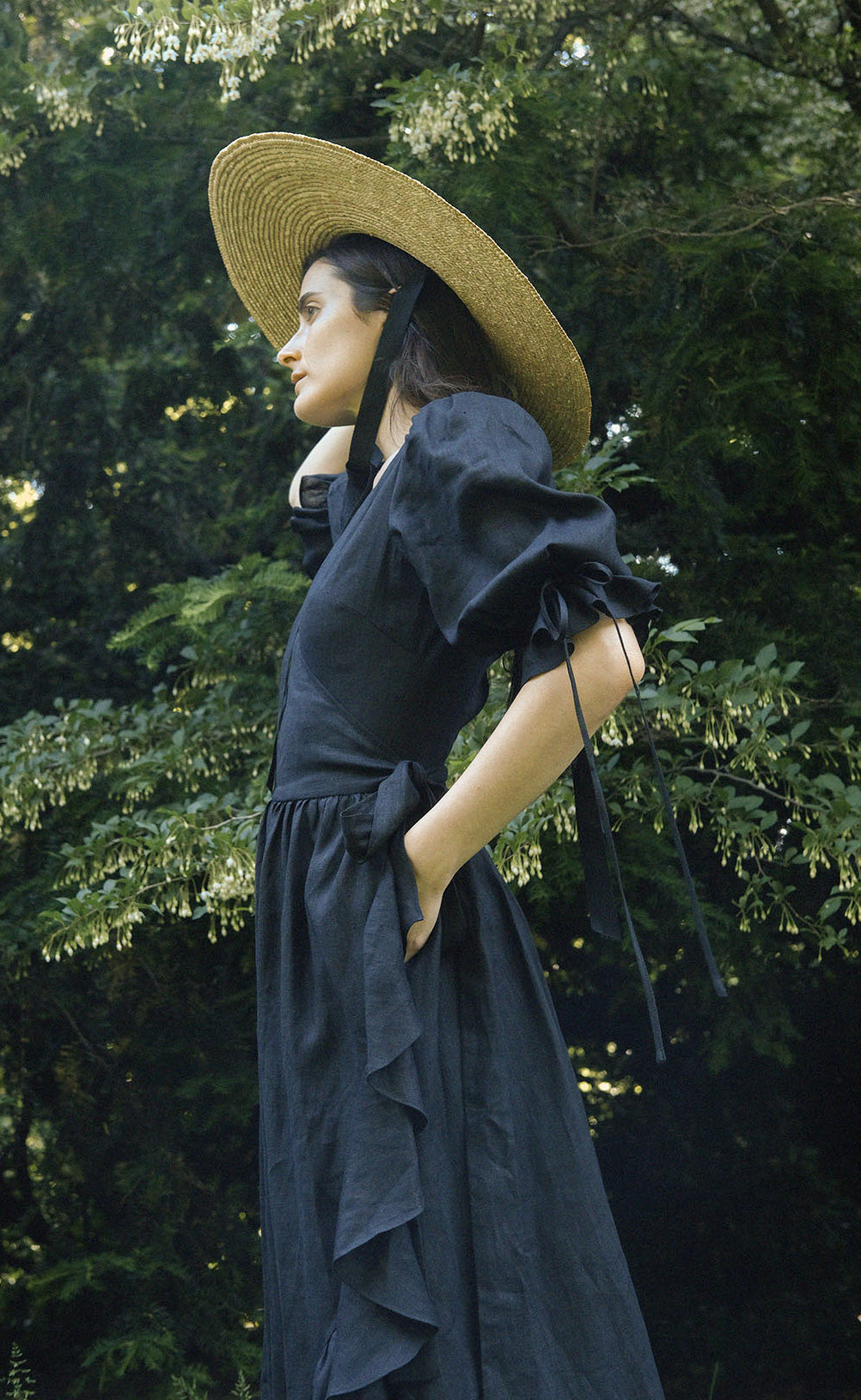 Lillian Dress in Black Linen