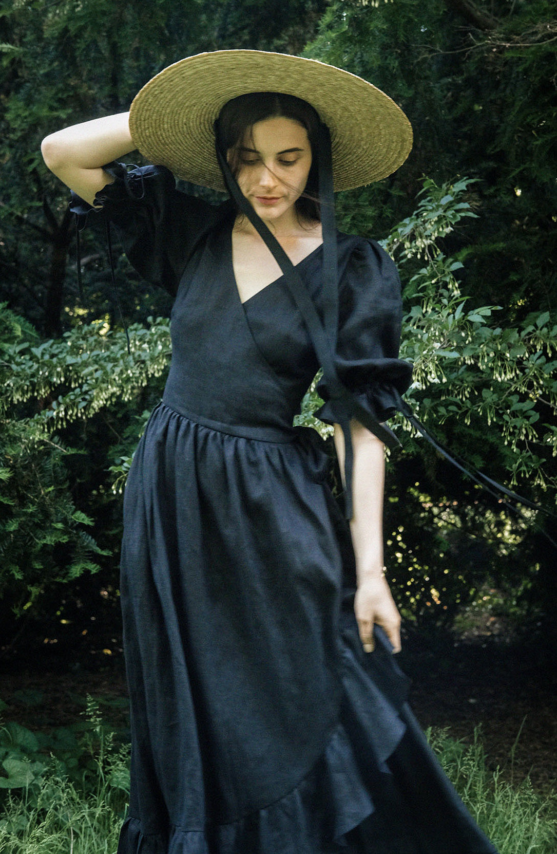 Lillian Dress in Black Linen