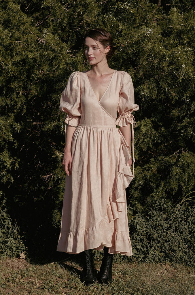 Lillian Dress in Ballet Blush Linen
