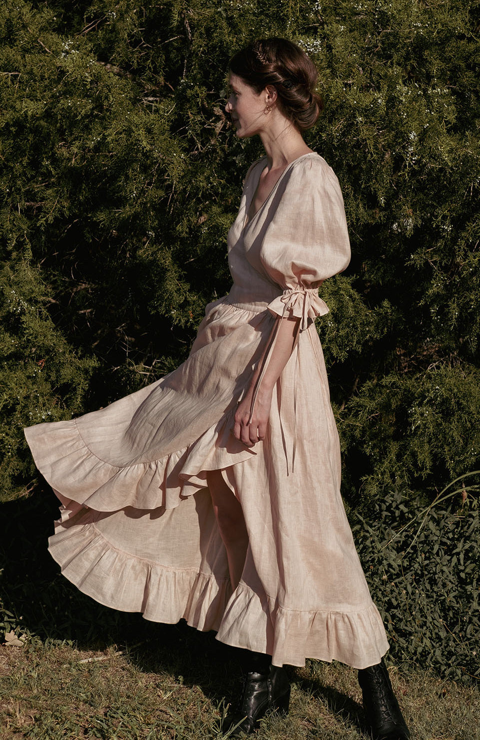 Lillian Dress in Ballet Blush Linen
