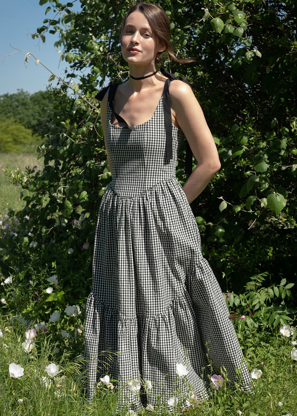 Mirabelle Dress in Organic Black Gingham