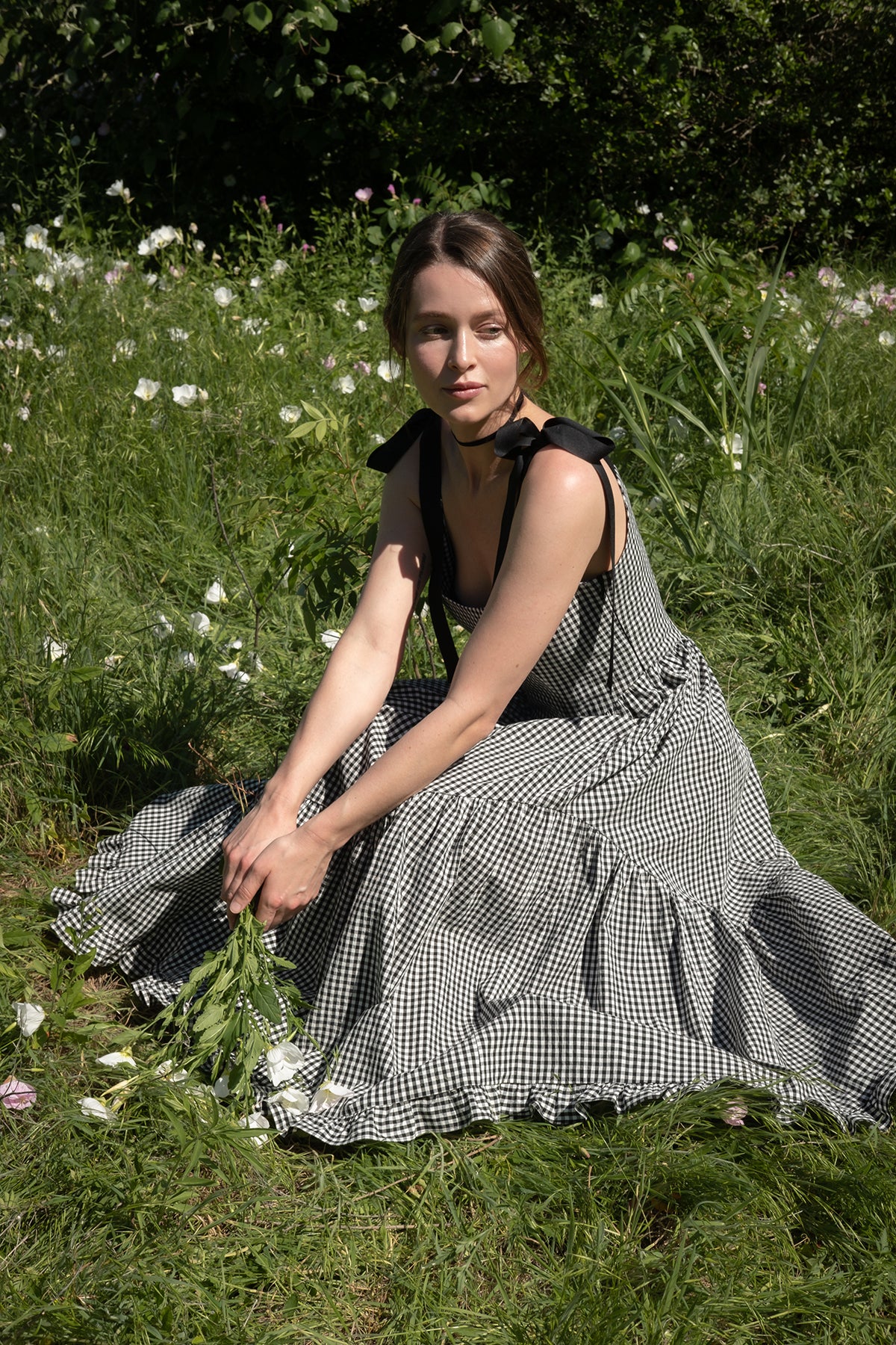 Mirabelle Dress in Organic Black Gingham