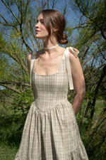 Mirabelle Dress in Organic Sage Plaid