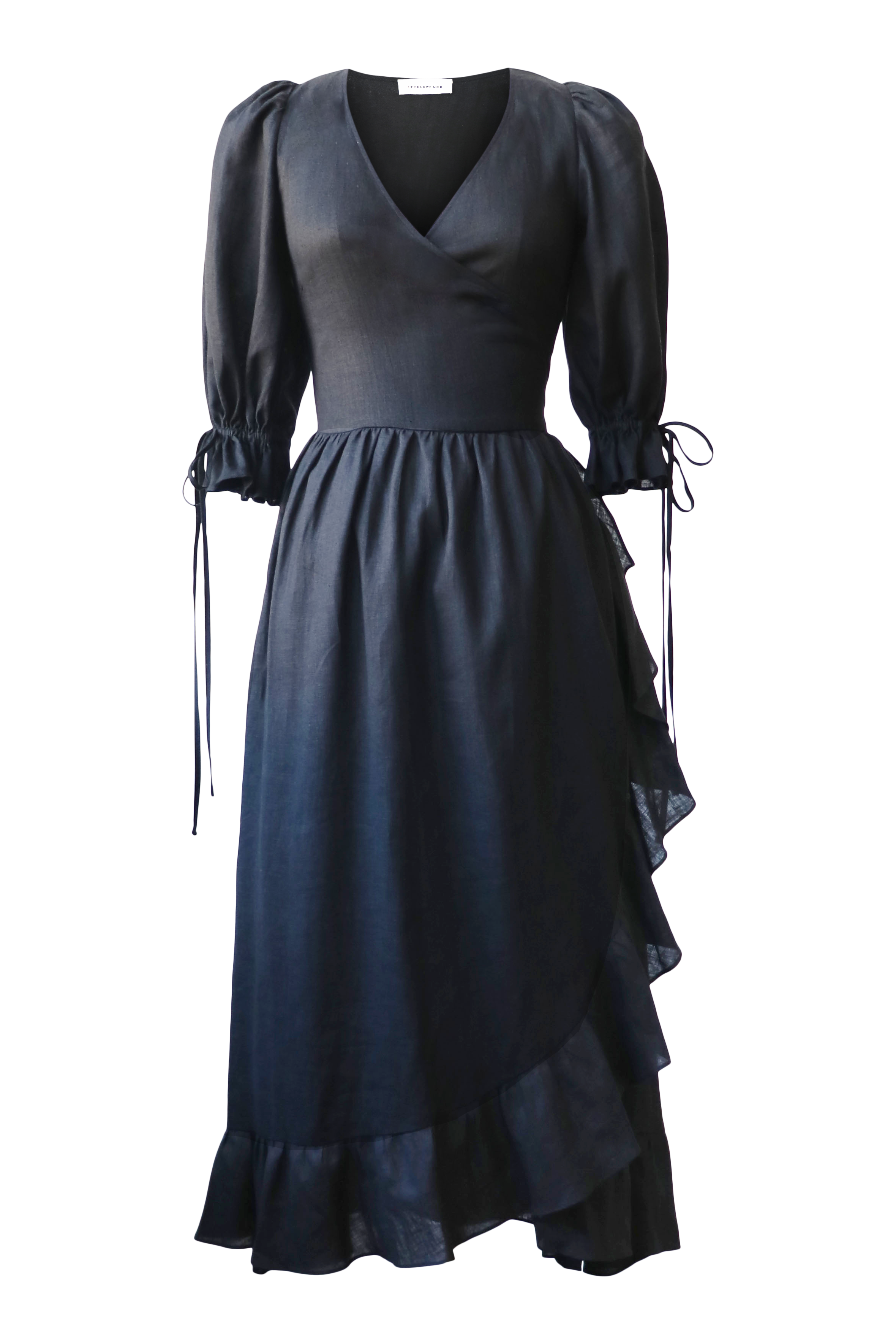 Lillian Dress in Black Linen