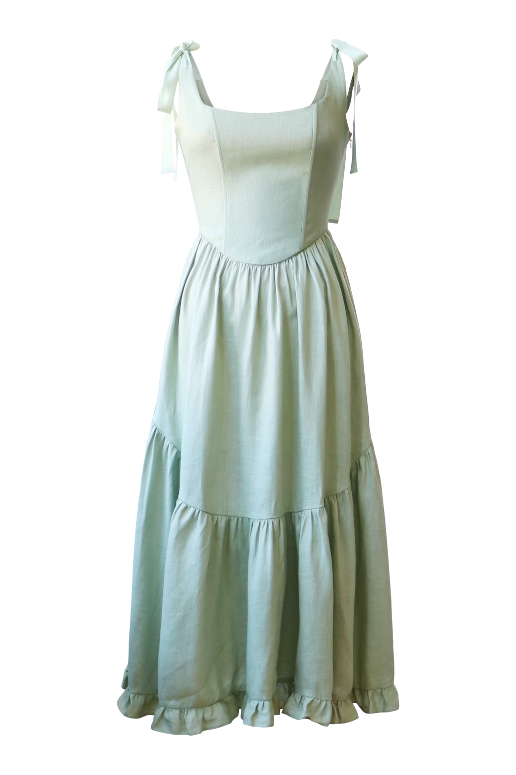 Mirabelle Dress in Sage Linen